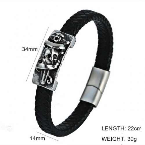 BC Jewelry Wholesale Skull Leather Bracelet NO.#SJ6BB190191