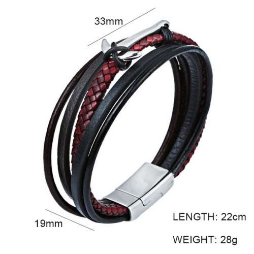 BC Wholesale Jewelry Anchor Leather Bracelet NO.#SJ6BB190363