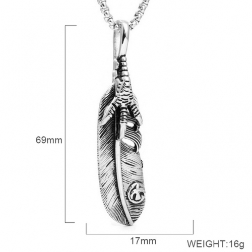 BC Wholesale Stainless Steel 316L Jewelry Feather Pendants Without Chain NO.#SJ6PS250022