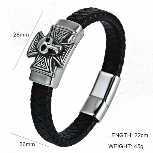 BC Jewelry Wholesale Skull Leather Bracelet NO.#SJ6BB190258