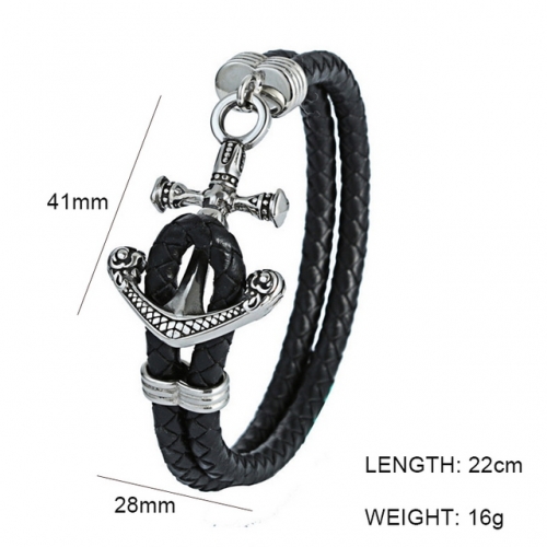 BC Wholesale Jewelry Anchor Leather Bracelet NO.#SJ6BB190032
