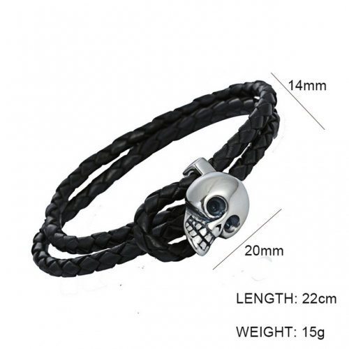 BC Jewelry Wholesale Skull Leather Bracelet NO.#SJ6BB190027