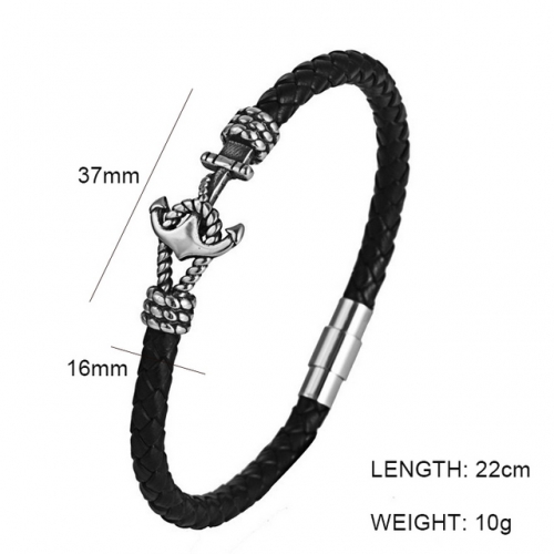 BC Wholesale Jewelry Anchor Leather Bracelet NO.#SJ6BB190020