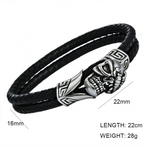 BC Jewelry Wholesale Skull Leather Bracelet NO.#SJ6BB190117