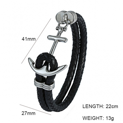 BC Wholesale Jewelry Anchor Leather Bracelet NO.#SJ6BB190037