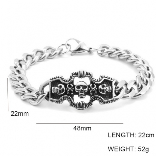 Wholesale Stainless Steel 316L Skull Bracelet NO.#SJ6BS250104