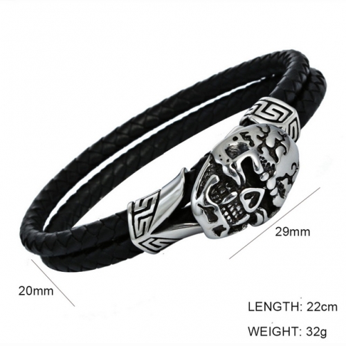 BC Jewelry Wholesale Skull Leather Bracelet NO.#SJ6BB190138