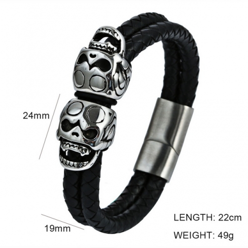 BC Jewelry Wholesale Skull Leather Bracelet NO.#SJ6BB190332