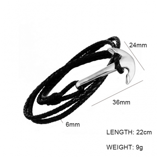 BC Wholesale Jewelry Anchor Leather Bracelet NO.#SJ6BBS190012