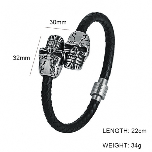 BC Jewelry Wholesale Skull Leather Bracelet NO.#SJ6BB190075