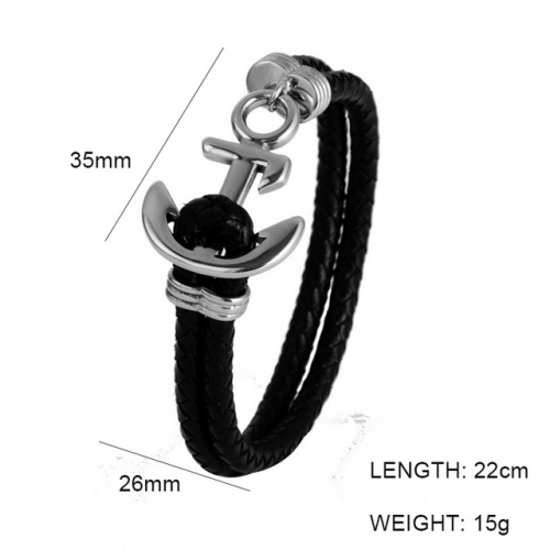 BC Wholesale Jewelry Anchor Leather Bracelet NO.#SJ6BB190039