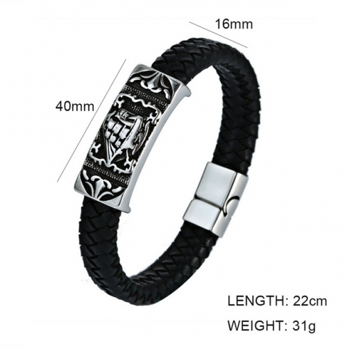 BC Wholesale Jewelry Anchor Leather Bracelet NO.#SJ6BB190181