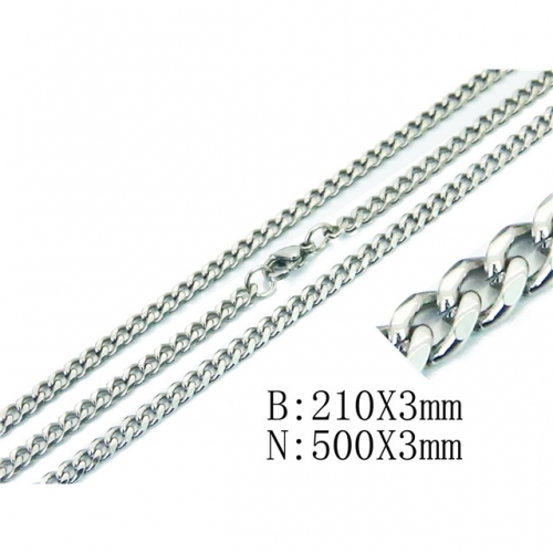 BC Jewelry Wholesale Stainless Steel 316L Necklace & Bracelet Set NO.#BC40S0338OQ