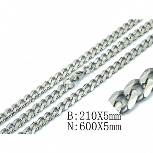 BC Jewelry Wholesale Stainless Steel 316L Necklace & Bracelet Set NO.#BC40S0357HIA