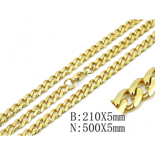 BC Jewelry Wholesale Stainless Steel 316L Necklace & Bracelet Set NO.#BC40S0363HKS