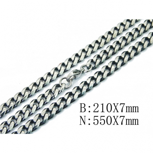 BC Jewelry Wholesale Stainless Steel 316L Necklace & Bracelet Set NO.#BC40S0376HPS