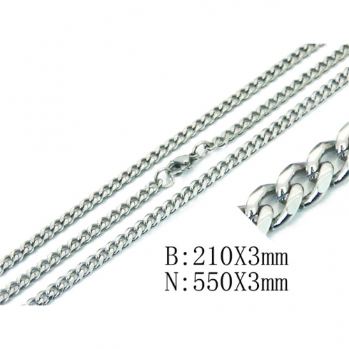 BC Jewelry Wholesale Stainless Steel 316L Necklace & Bracelet Set NO.#BC40S0339OL