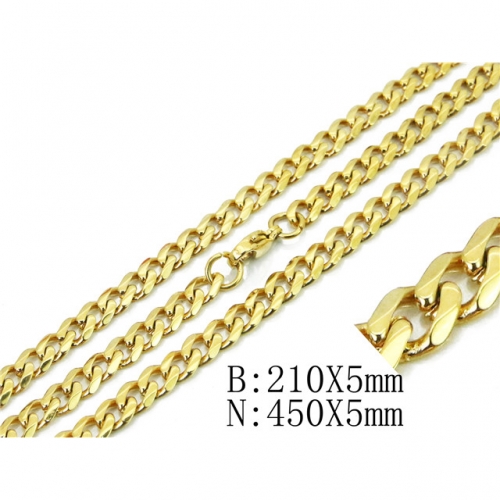 BC Jewelry Wholesale Stainless Steel 316L Necklace & Bracelet Set NO.#BC40S0362HJL