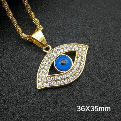 BC Wholesale Stainless Steel 316L Evil Eye Pendant Without Chain NO.#SJ40P411
