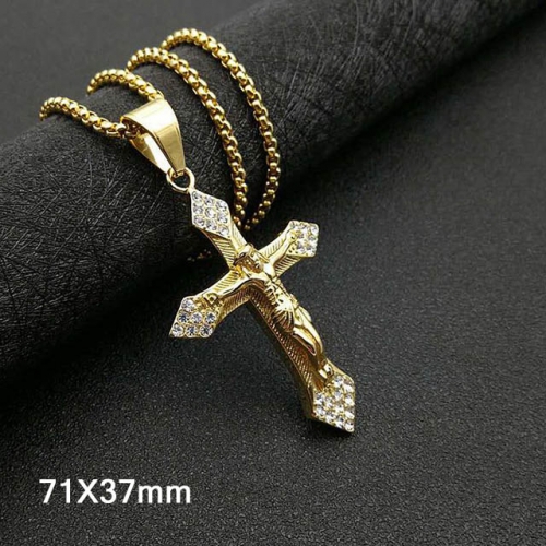 Wholesale Stainless Steel 316L CZ Cross Pendants Without Chain NO.#SJ40P342