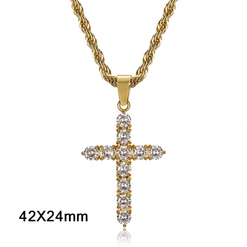 Wholesale Stainless Steel 316L CZ Cross Pendants Without Chain NO.#SJ40P230