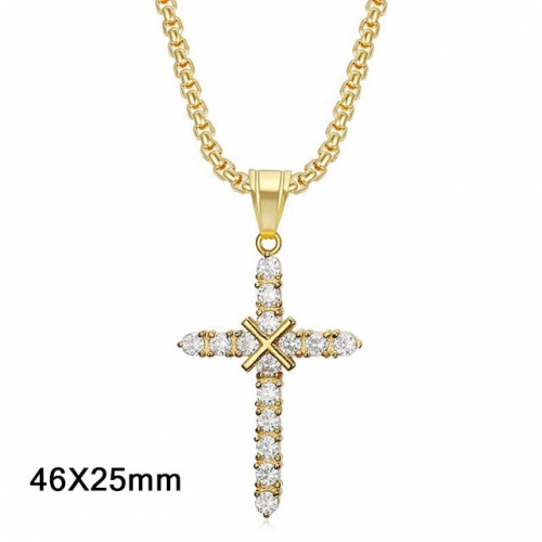 Wholesale Stainless Steel 316L CZ Cross Pendants Without Chain NO.#SJ40P324