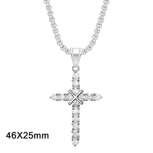 Wholesale Stainless Steel 316L CZ Cross Pendants Without Chain NO.#SJ40P323