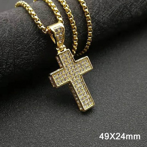 Wholesale Stainless Steel 316L CZ Cross Pendants Without Chain NO.#SJ40P005