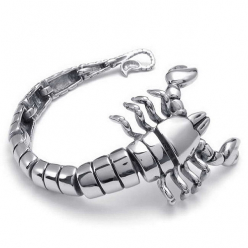 Stainless Steel Men's Bracelet Scorpion Animal Polished Titanium Steel Bracelet Hip Hop Jewelry Wholesale