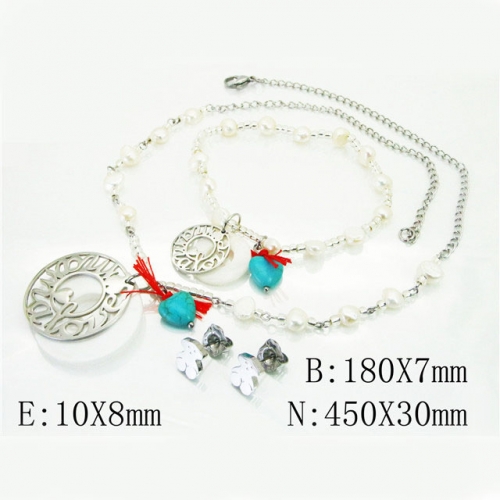 BC Wholesale Stainless Steel 316L Jewelry Earrings Necklace Sets NO.#BC21S0250JHT