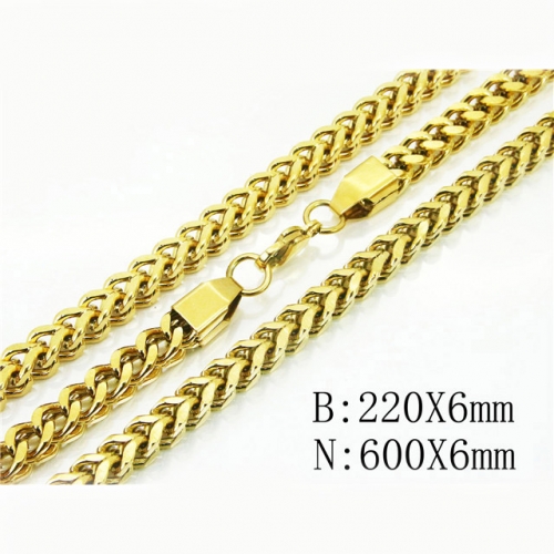 BC Wholesale Stainless Steel 316L Necklace Bracelet Jewelry Set NO.#BBC73S0112IKS