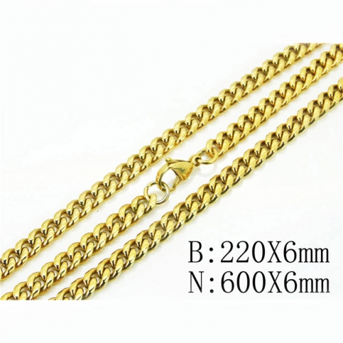 BC Wholesale Stainless Steel 316L Necklace Bracelet Jewelry Set NO.#BBC73S0121ILR