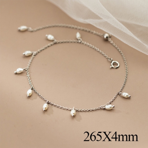 BC Wholesale S925 Sterling Silver Anklet Women'S Fashion Anklet Silver Jewelry Anklet NO.#925J5AS4755