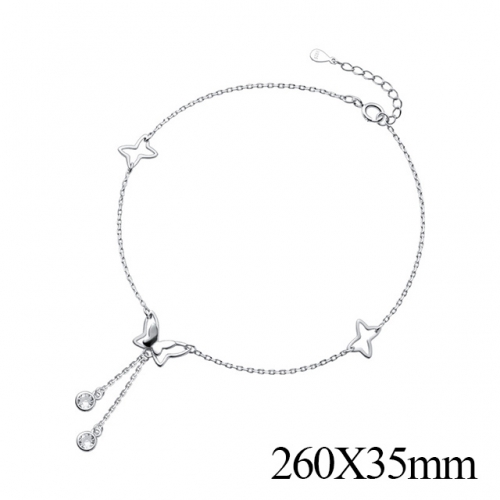 BC Wholesale S925 Sterling Silver Anklet Women'S Fashion Anklet Silver Jewelry Anklet NO.#925J5AG3153