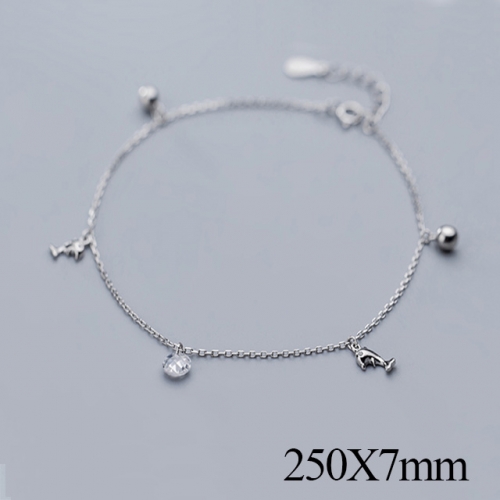 BC Wholesale S925 Sterling Silver Anklet Women'S Fashion Anklet Silver Jewelry Anklet NO.#925J5AS3095
