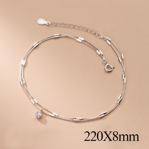 BC Wholesale S925 Sterling Silver Anklet Women'S Fashion Anklet Silver Jewelry Anklet NO.#925J5AS4574