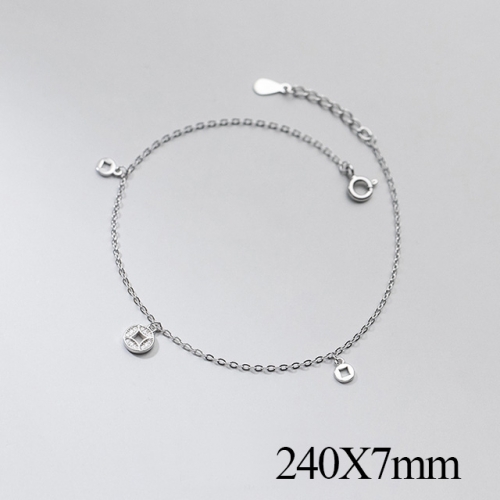 BC Wholesale S925 Sterling Silver Anklet Women'S Fashion Anklet Silver Jewelry Anklet NO.#925J5AS4445