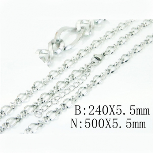 BC Wholesale Stainless Steel 316L Necklace Bracelet Jewelry Set NO.#BC40S0436ML