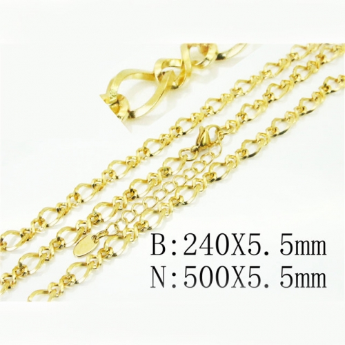 BC Wholesale Stainless Steel 316L Necklace Bracelet Jewelry Set NO.#BC40S0437PL