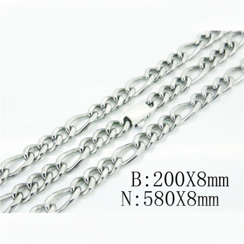 BC Wholesale Stainless Steel 316L Necklace Bracelet Jewelry Set NO.#BC40S0433JJX