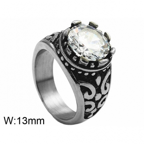 BC Wholesale Jewelry Stainless Steel 316L Jewelry Big CZ Rings NO.#SJ49R525