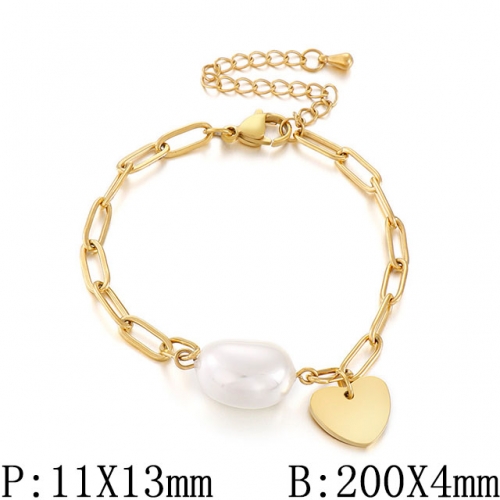 BC Wholesale Jewelry Stainless Steel 316L Jewelry Pearl & Shell Bracelets NO.#SJ53B145375