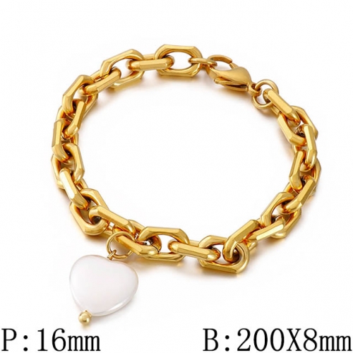 BC Wholesale Jewelry Stainless Steel 316L Jewelry Pearl & Shell Bracelets NO.#SJ53B155284