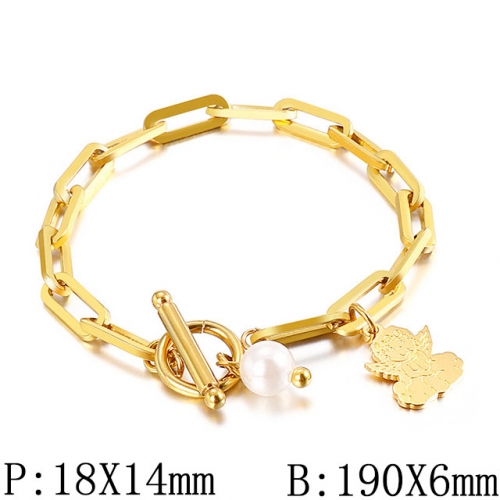 BC Wholesale Jewelry Stainless Steel 316L Jewelry Pearl & Shell Bracelets NO.#SJ53B138413