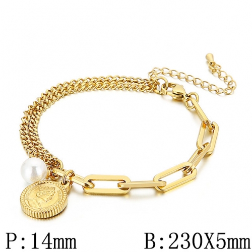 BC Wholesale Jewelry Stainless Steel 316L Jewelry Pearl & Shell Bracelets NO.#SJ53B139517