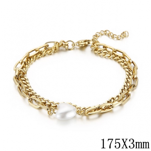 BC Wholesale Jewelry Stainless Steel 316L Jewelry Pearl & Shell Bracelets NO.#SJ53B146930