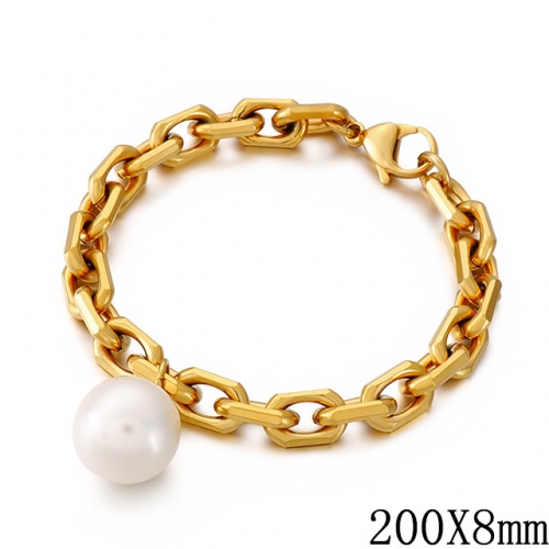BC Wholesale Jewelry Stainless Steel 316L Jewelry Pearl & Shell Bracelets NO.#SJ53B155282