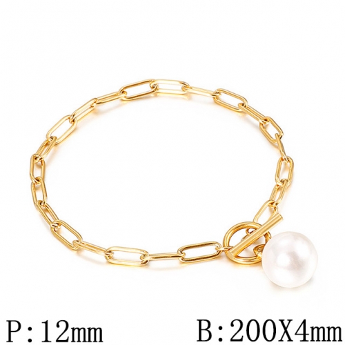 BC Wholesale Jewelry Stainless Steel 316L Jewelry Pearl & Shell Bracelets NO.#SJ53B139654