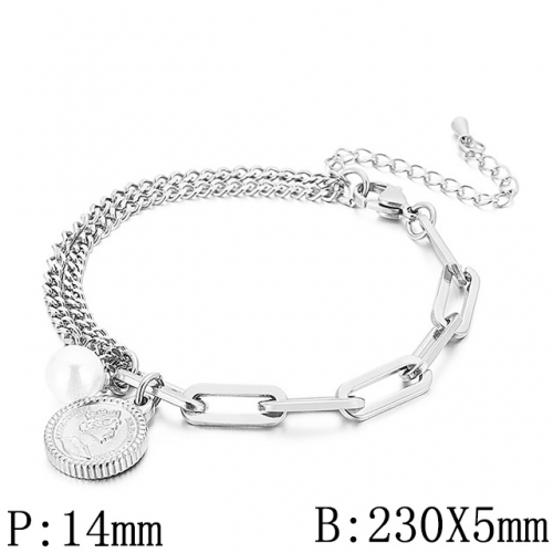 BC Wholesale Jewelry Stainless Steel 316L Jewelry Pearl & Shell Bracelets NO.#SJ53B139516