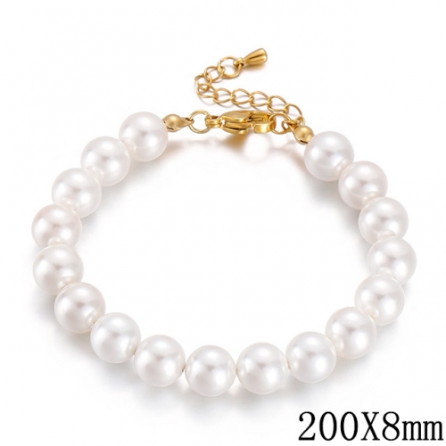 BC Wholesale Jewelry Stainless Steel 316L Jewelry Pearl & Shell Bracelets NO.#SJ53B155290